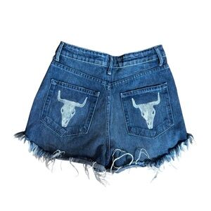 Show Me Your MuMu Distressed Blue Jean Shorts